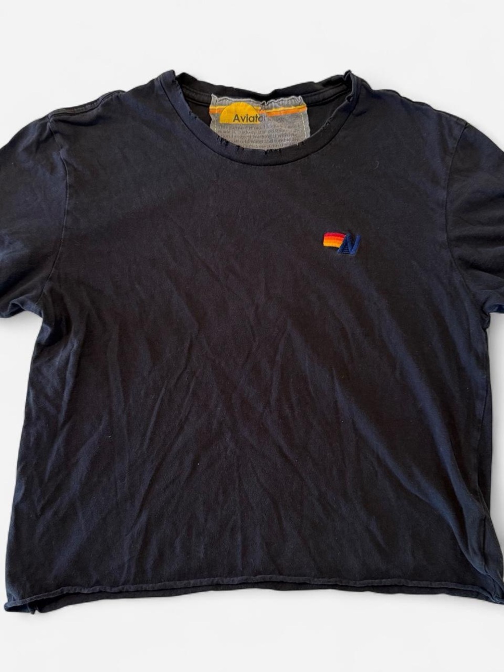 Aviator Nation distressed basic boyfriend tee - charcoal